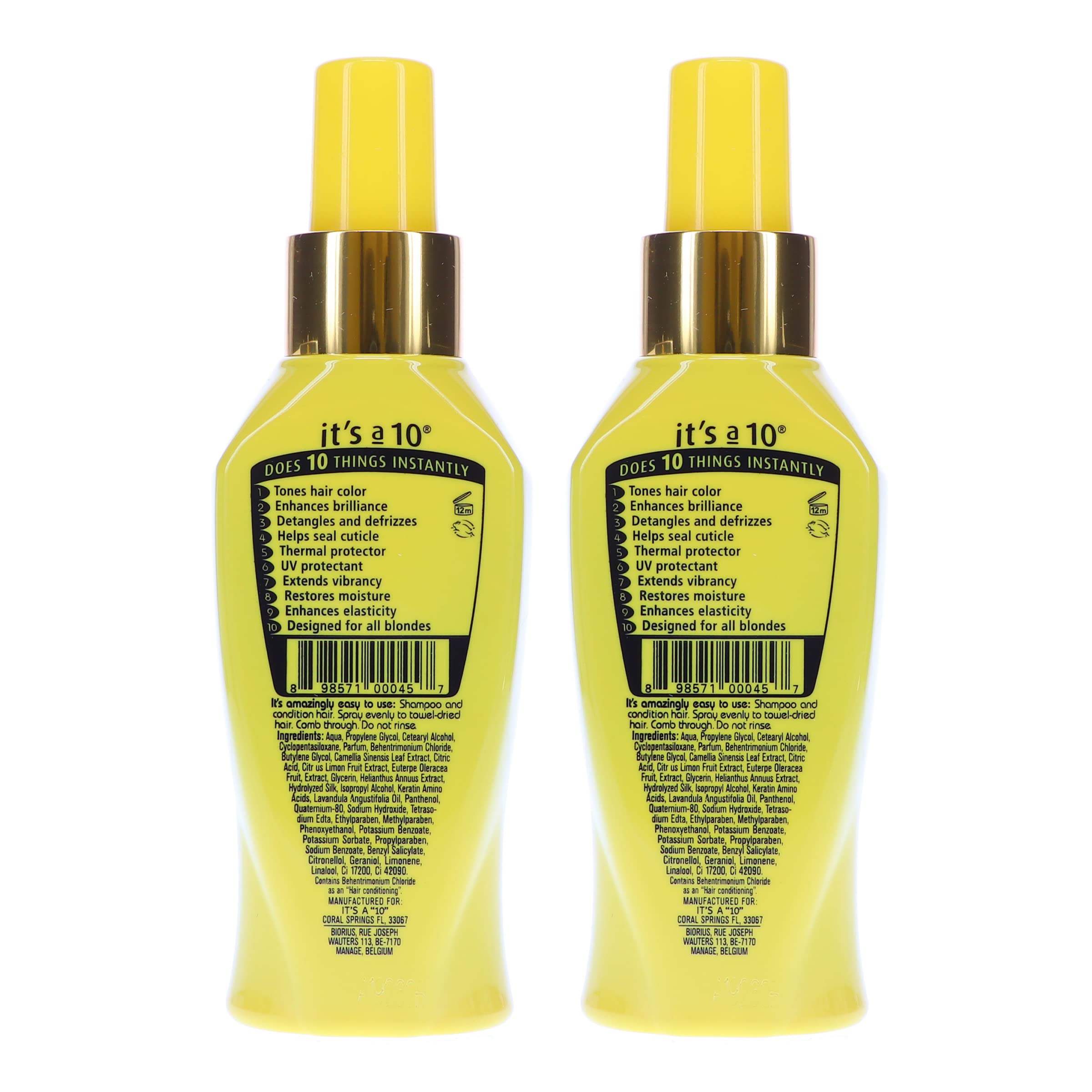 It's a 10 Miracle Leave-In for Blondes with heat damage protection imagery.