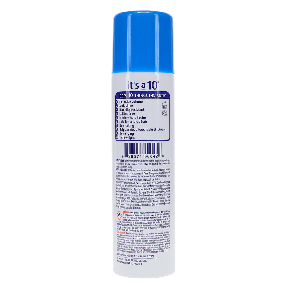 It's a 10 Miracle BlowDry Volumizer bottle in hand for effortless styling