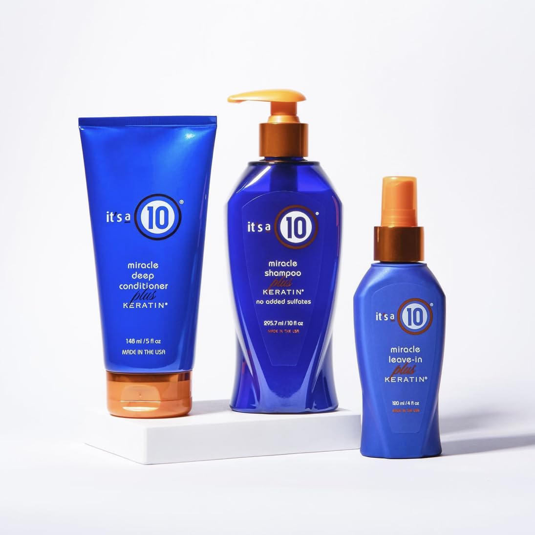 It's A 10 Miracle Deep Conditioner Plus Keratin label highlights strengthening benefits for hair