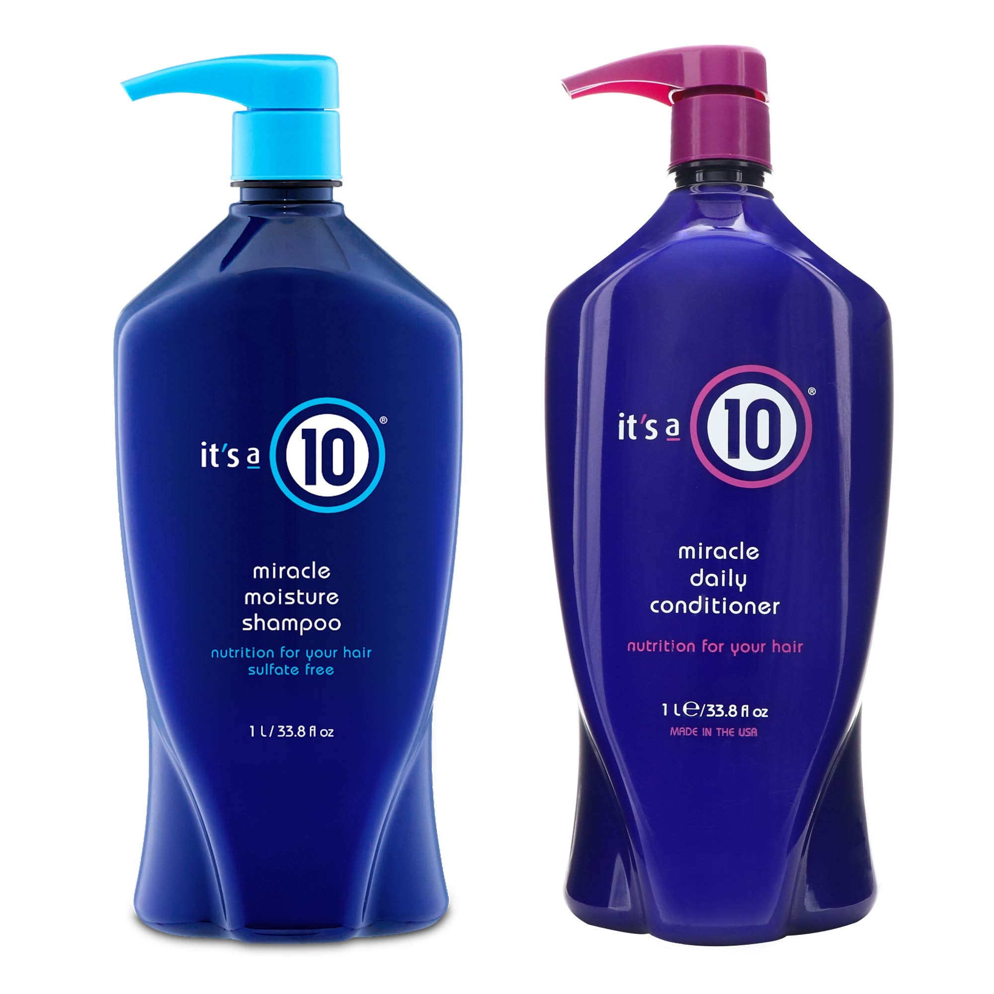 It's A 10 Miracle Moisture Shampoo bottle front, gentle cleansing with color-safe hydration.