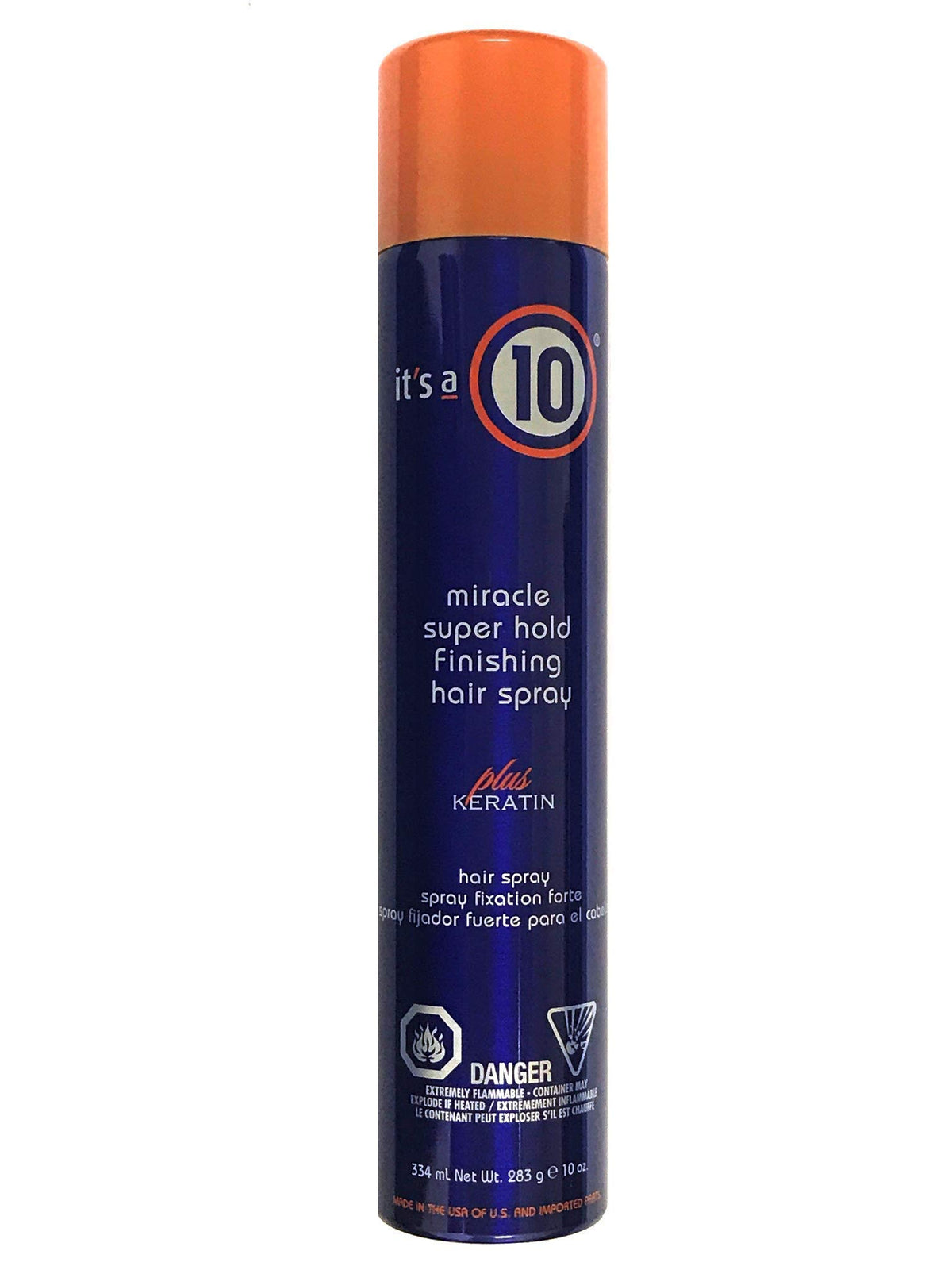 It's A 10 Miracle Super Hold Finishing Spray bottle with flexible hold and shine.