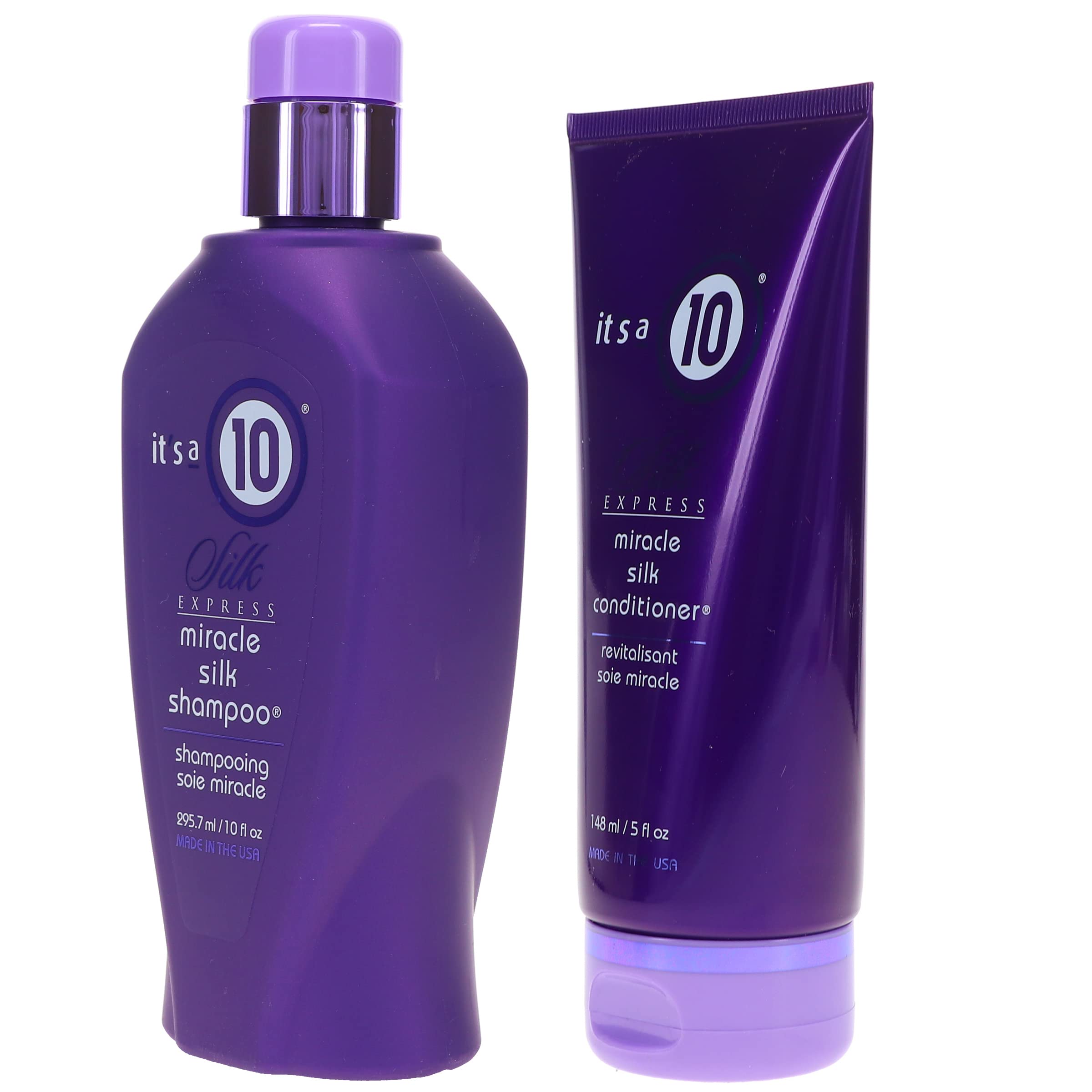 Its a 10 Silk Express Miracle Silk Conditioner bottle offering detangled, silky hair texture