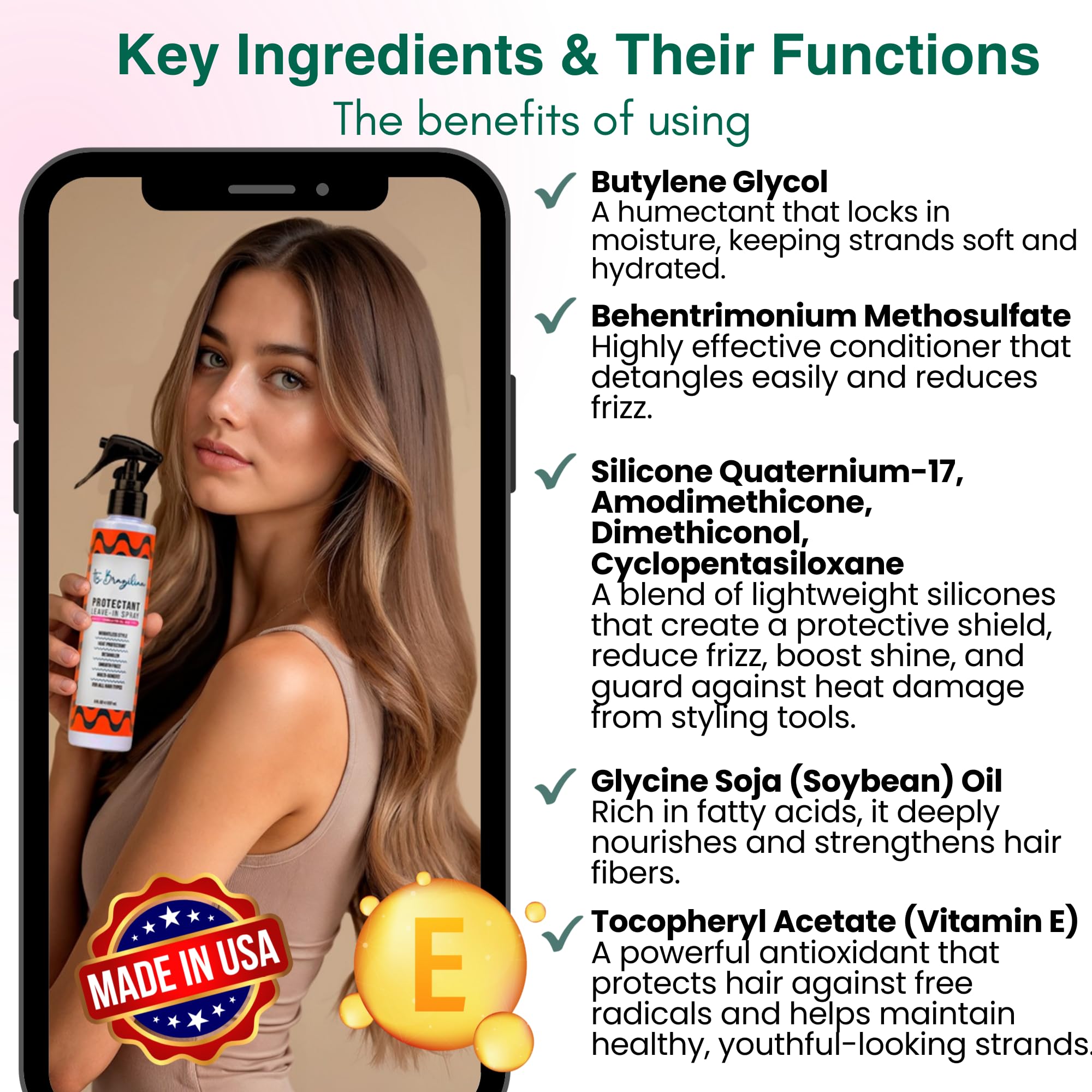 Its Brazilian Leave In Conditioner Spray works on all hair types for versatile styling.