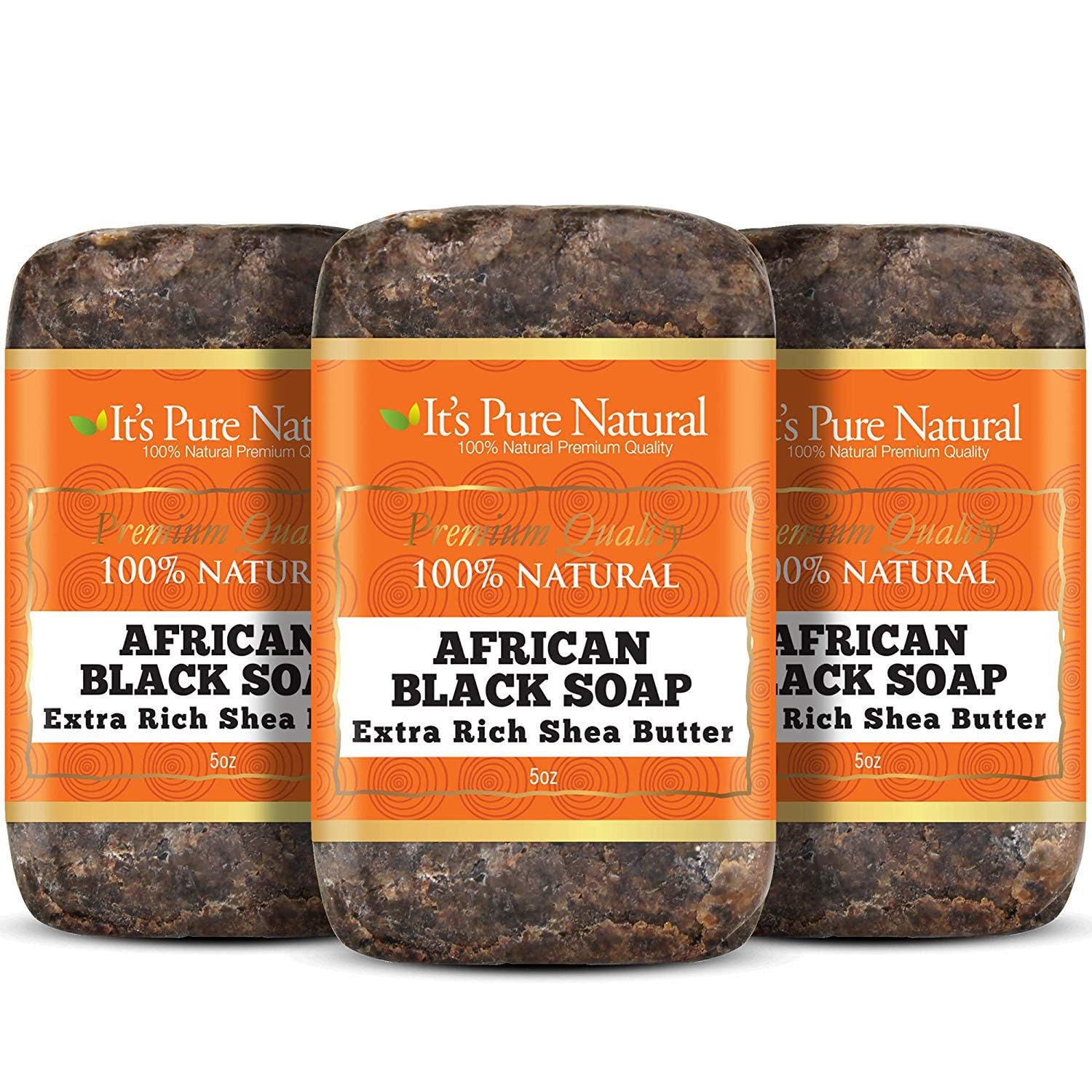 It's Pure Natural African Black Soap bars with rich shea butter create a nourishing lather.