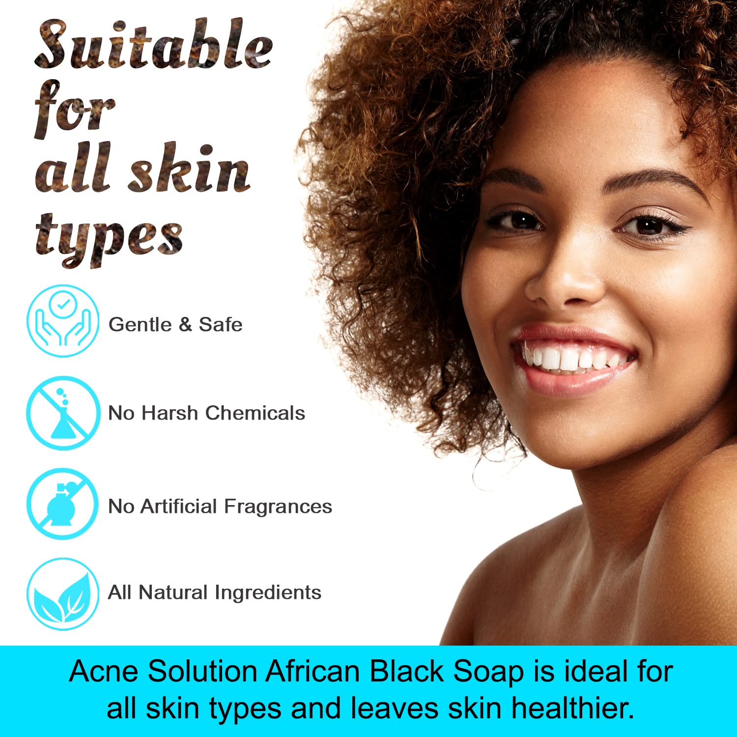 It's Pure Natural African Black Soap bubbles on hand for facial cleanse