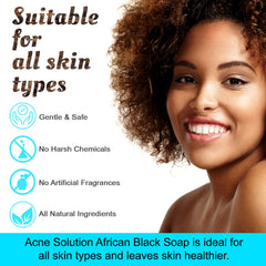 It's Pure Natural African Black Soap bubbles on hand for facial cleanse
