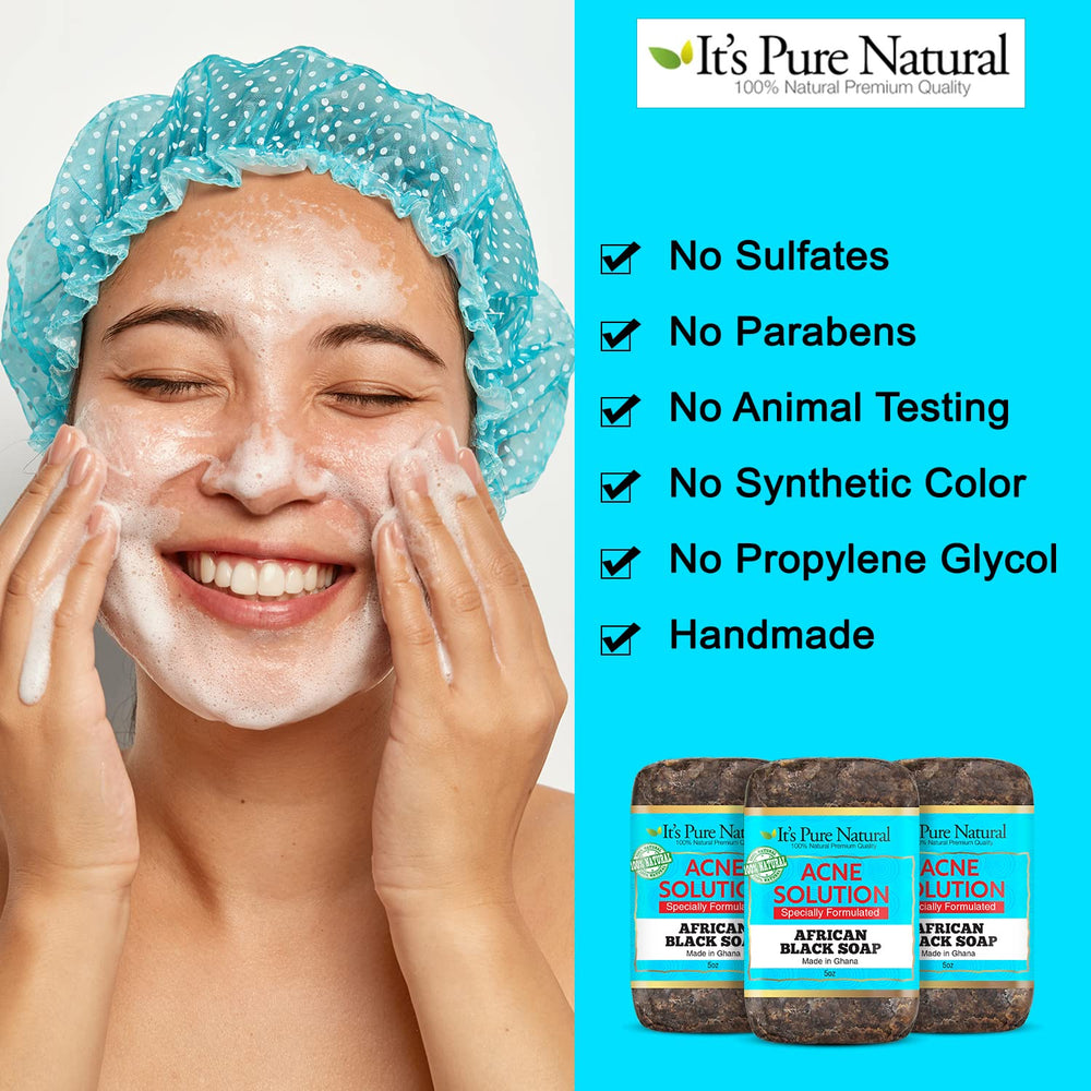 It's Pure Natural African Black Soap hinting at improving skin tone and clarity