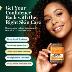 It's Pure Natural African Black Soap lathers deeply for skin cleansing and refreshment.