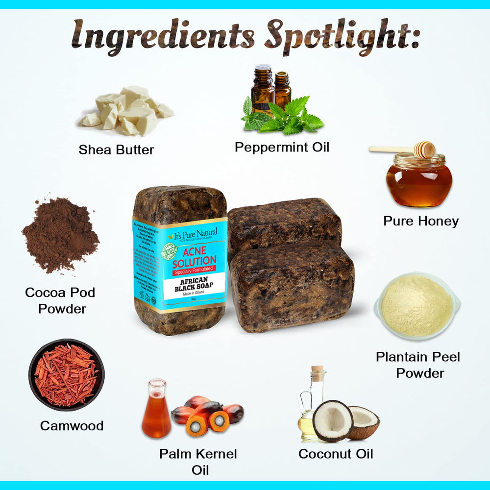 It's Pure Natural African Black Soap on face for gentle cleansing