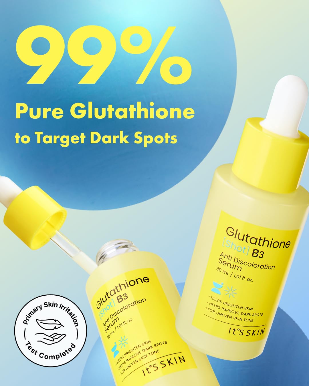 It'S SKIN Glutathione Shot B3 Serum application creates a smooth base for makeup.