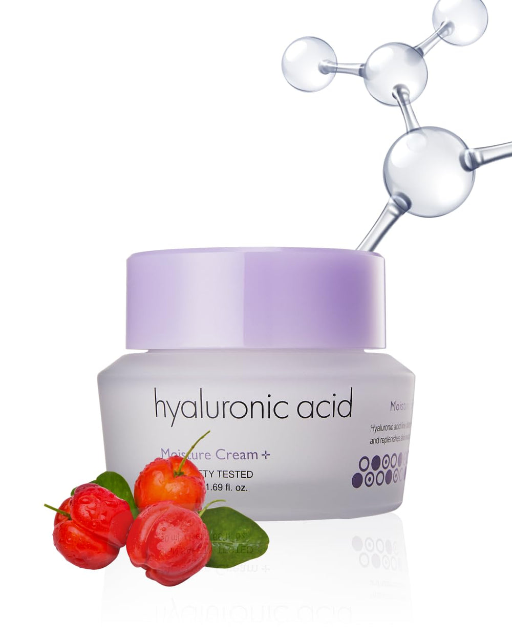 It's Skin Hyaluronic Acid Moisture Cream bottle closeup highlighting hydration for dry to combination skin