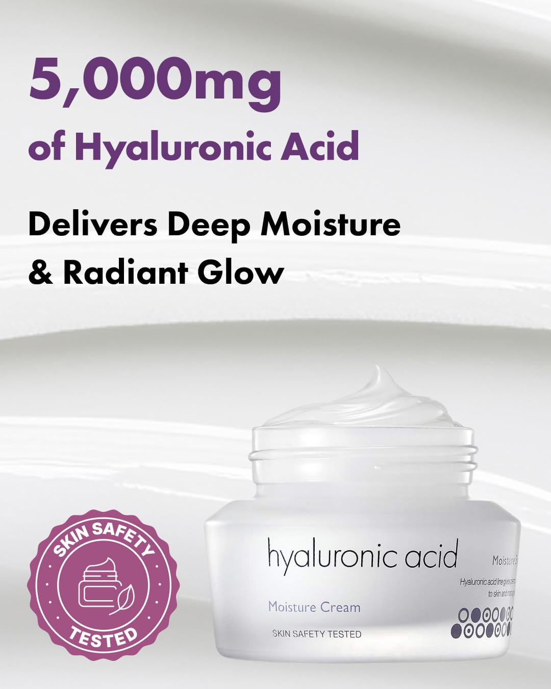 It's Skin Hyaluronic Acid Moisture Cream texture swirl shows a lightweight, creamy consistency