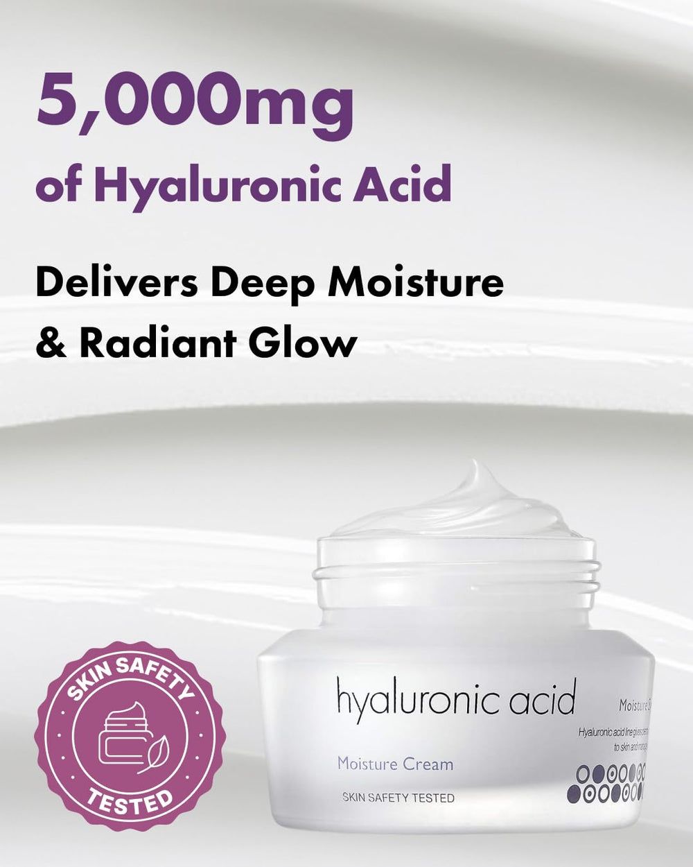 It's Skin Hyaluronic Acid Moisture Cream texture swirl shows a lightweight, creamy consistency