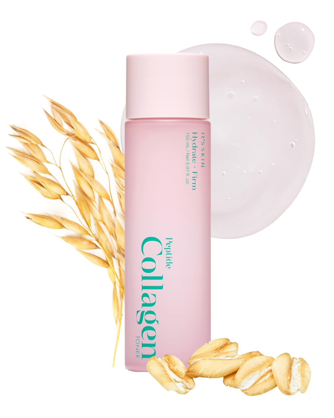 It's Skin Peptide Collagen Toner bottle close-up highlights hydration benefits