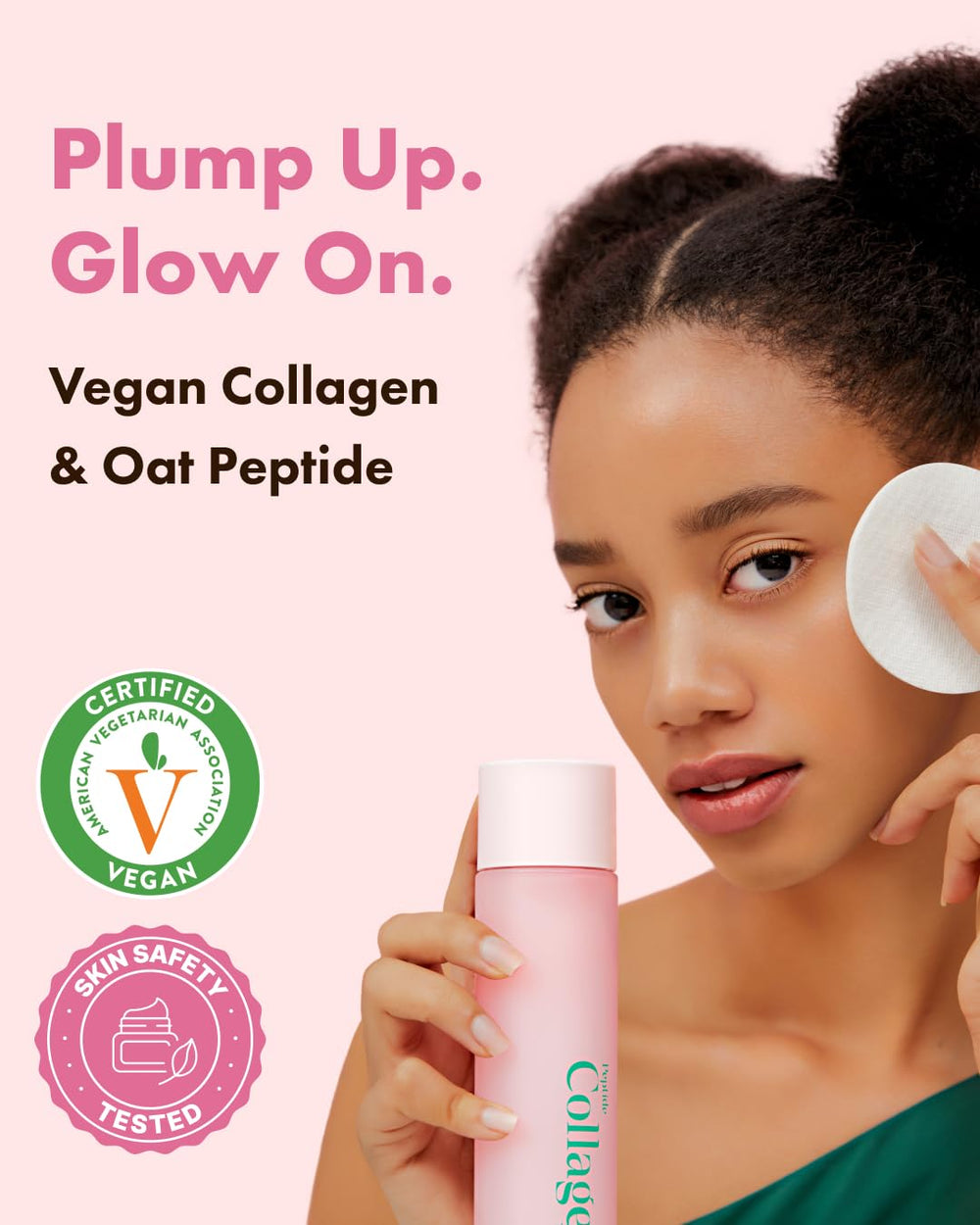 It's Skin Peptide Collagen Toner ingredients label showing vegan collagen and oat peptide