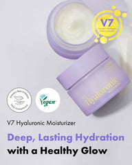 Its SKIN V7 Hyaluronic Moisturizer vitamin blend label highlights seven vitamins