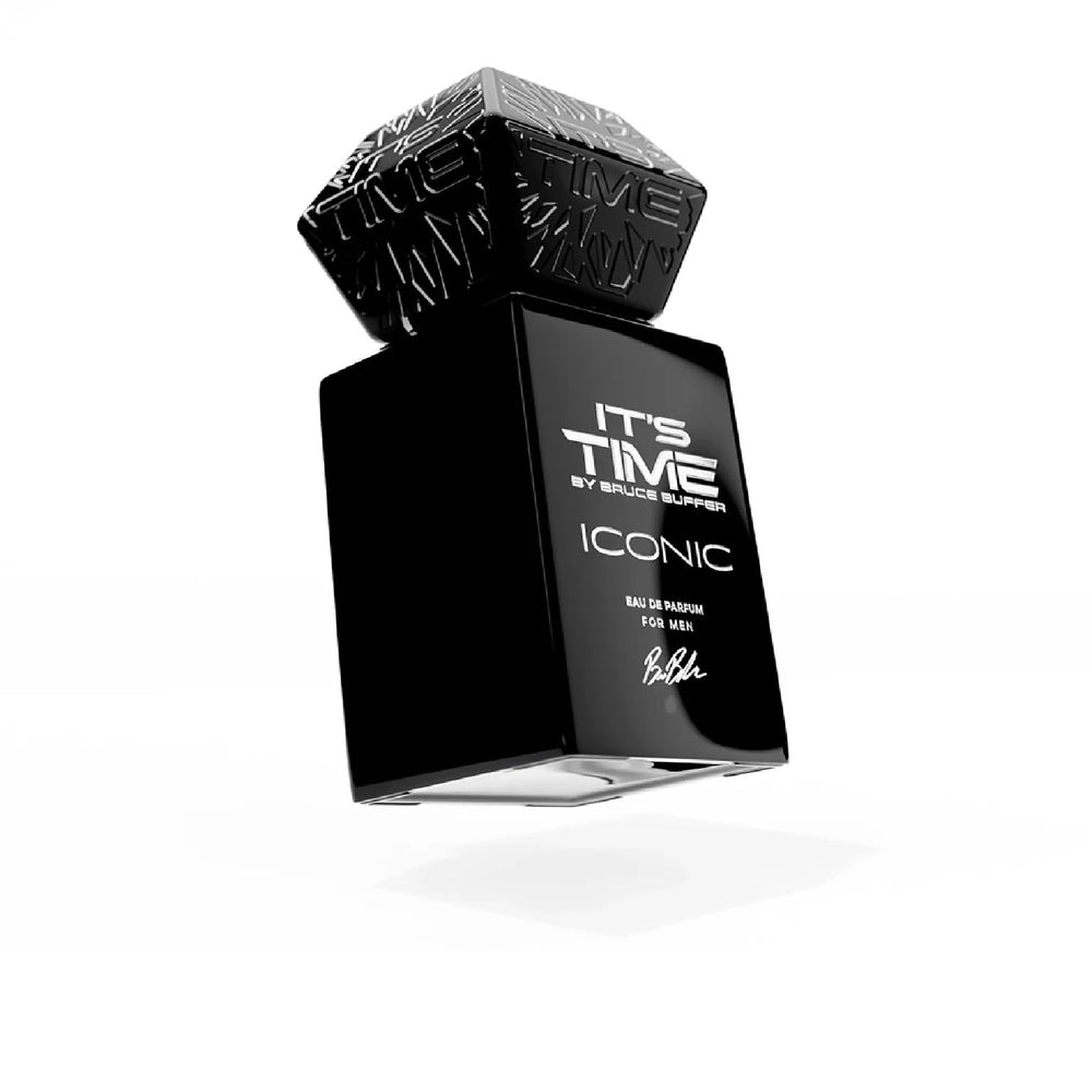 Its Time By Bruce Buffer bottle close-up highlighting notes and premium craftsmanship.