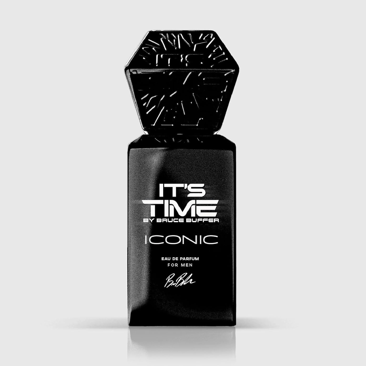 Its Time By Bruce Buffer iconic eau de parfum bottle front for confident daily wear.