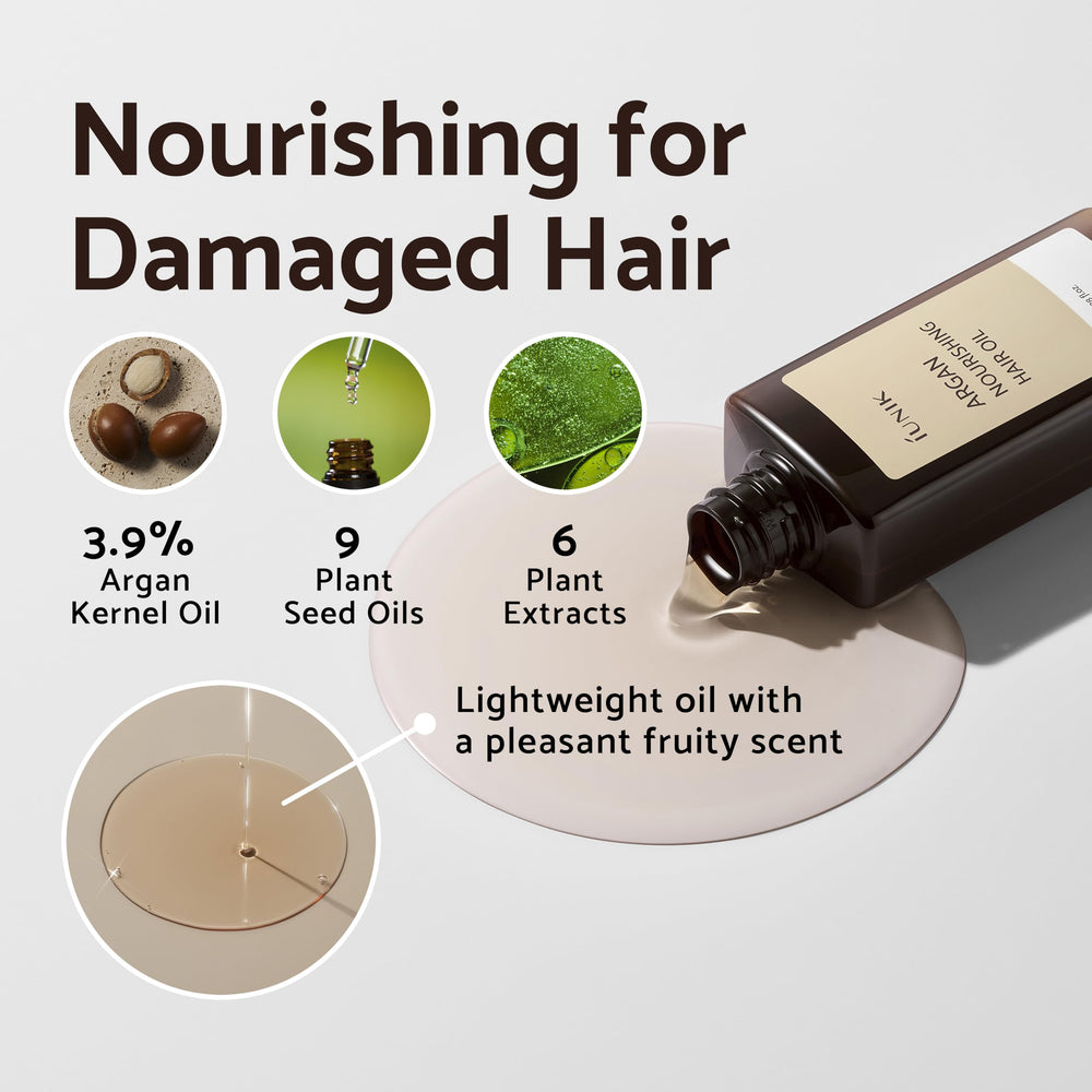 IUNIK Argan oil application on hair for added shine