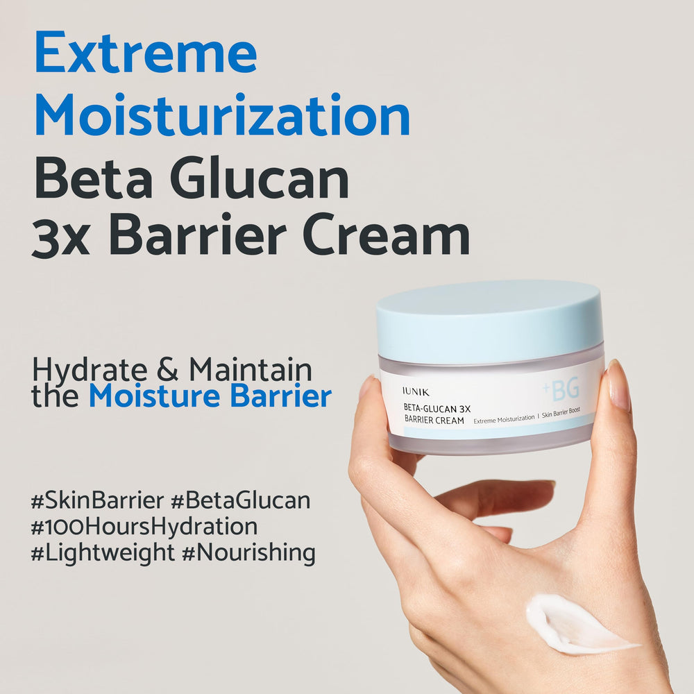 iunik barrier-cream texture close-up shows quick absorption for sensitive skin.