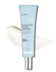 IUNIK Beta-Glucan Water Barrier Sunscreen bottle shown for daily SPF protection.