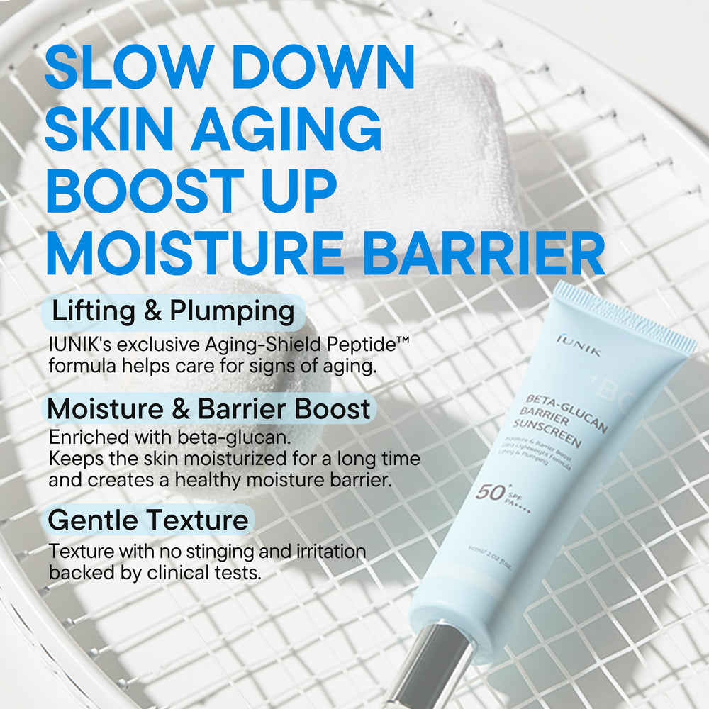 IUNIK Beta-Glucan Water Barrier Sunscreen absorbs quickly leaving a soft matte feel.