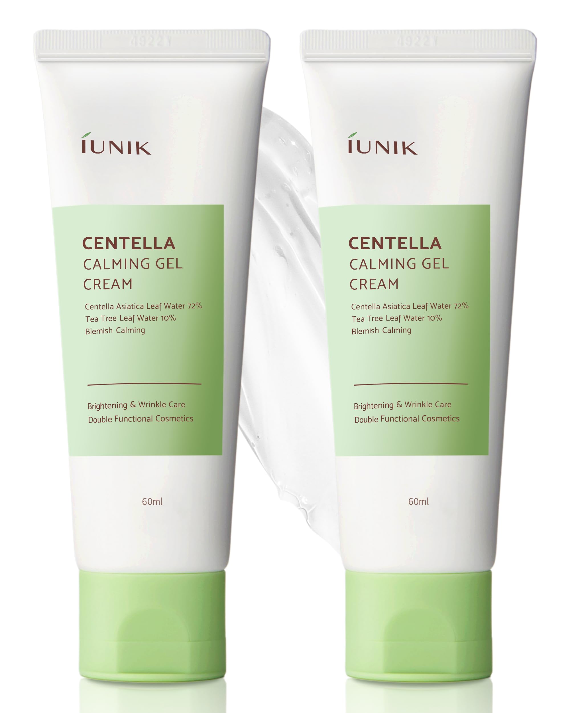 IUNIK Centella 70% Calming Gel Cream packaging shows soothing hydration for sensitive skin.