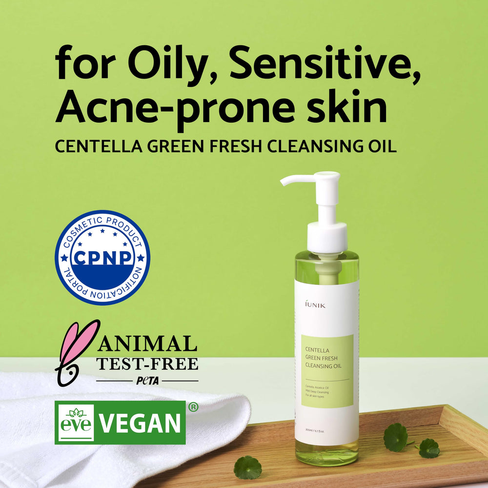 IUNIK cleansing oil removes waterproof makeup while nourishing skin with plant oils