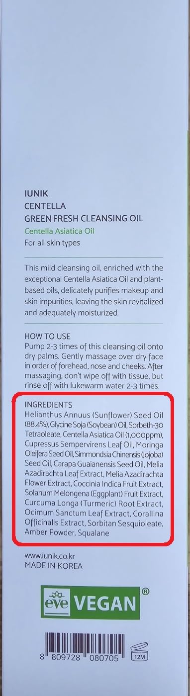 IUNIK Centella Asiatica oil-based cleanser delivers moisturizing cleanse with no heavy residue