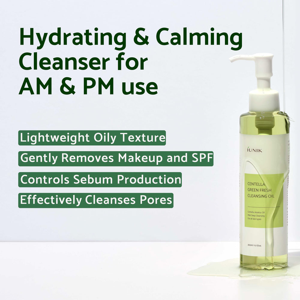 IUNIK Centella formula highlights plant-based oils for gentle, non-irritating cleansing