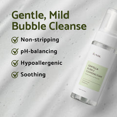 IUNIK Centella Bubble Foaming Cleanser rinse with water for refreshing face