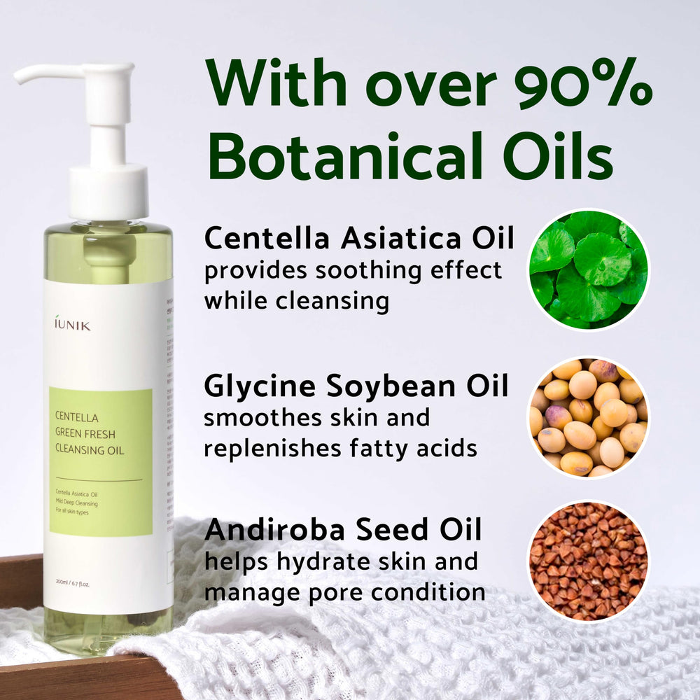 IUNIK pore-care cleansing oil texture melts impurities for a refreshed complexion