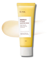 IUNIK Propolis Vitamin Glow Sleeping Mask jar closeup showing glow-boosting hydration