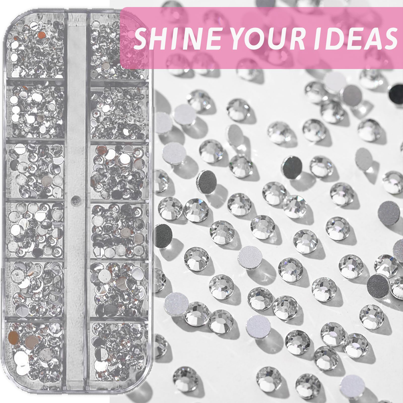IVICOO bedazzling kit compartment box keeps gems organized for quick access.