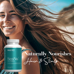 IVL SeaNu Hair capsules in hand for convenient daily use