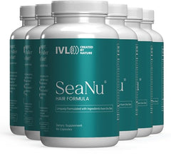 IVL SeaNu Hair vitamins bottle close-up showing daily nourishment