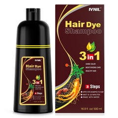 Ivnil Chestnut Brown Hair Dye Shampoo bottle enables simple at-home color application.