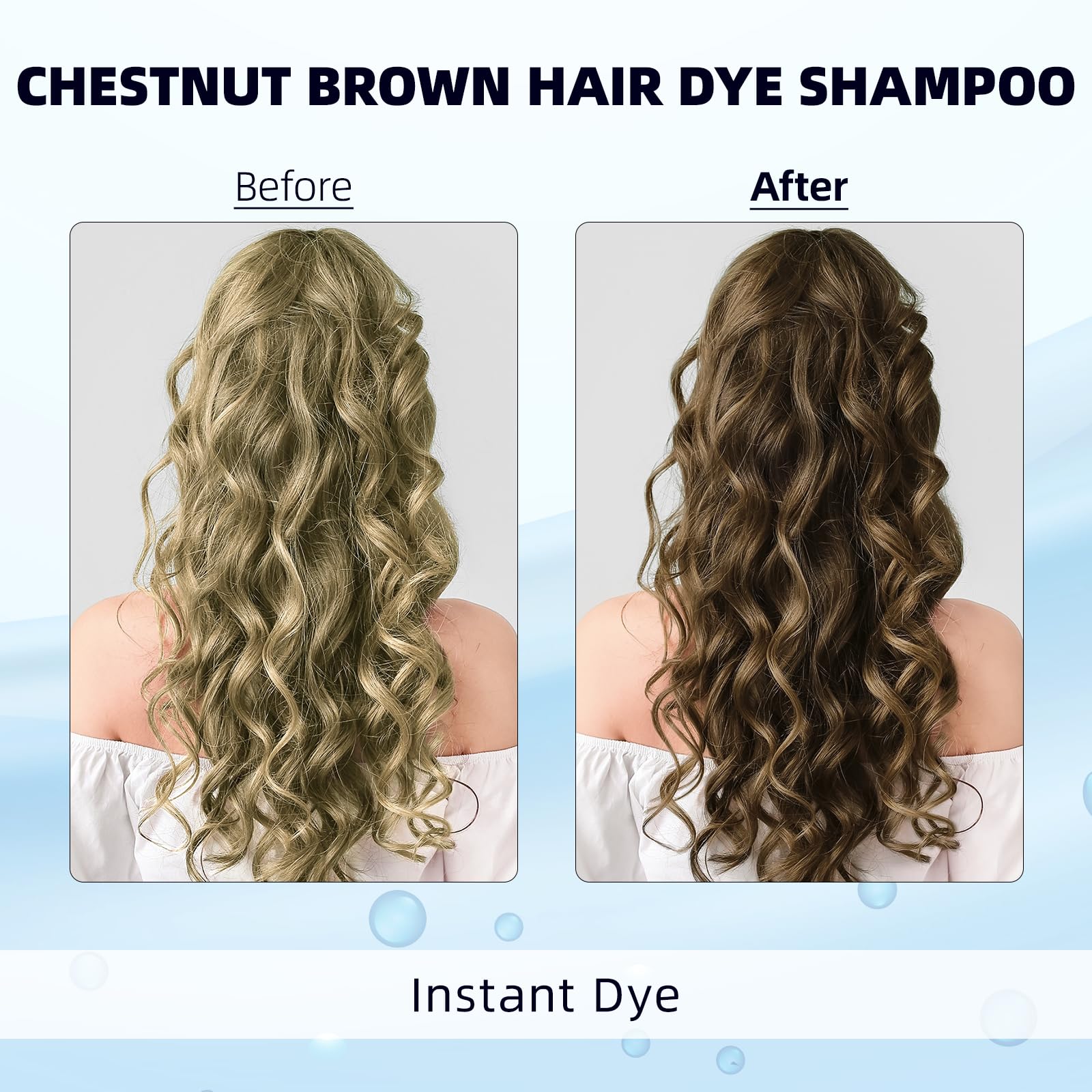 Ivnil Chestnut Brown Hair Dye Shampoo packaging highlights 3-in-1 convenience.