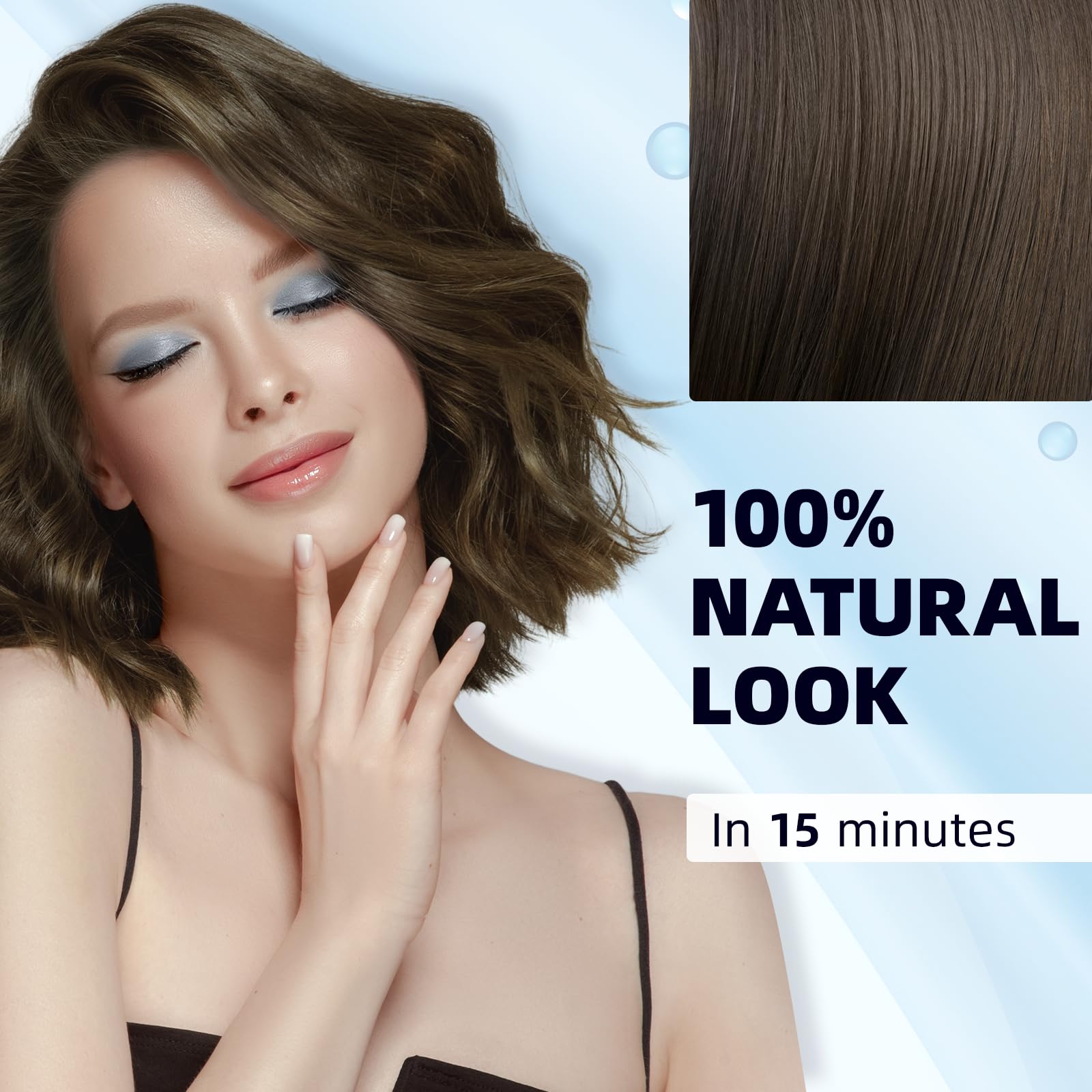 Ivnil Chestnut Brown Hair Dye Shampoo timer suggests 15–20 minute color development.