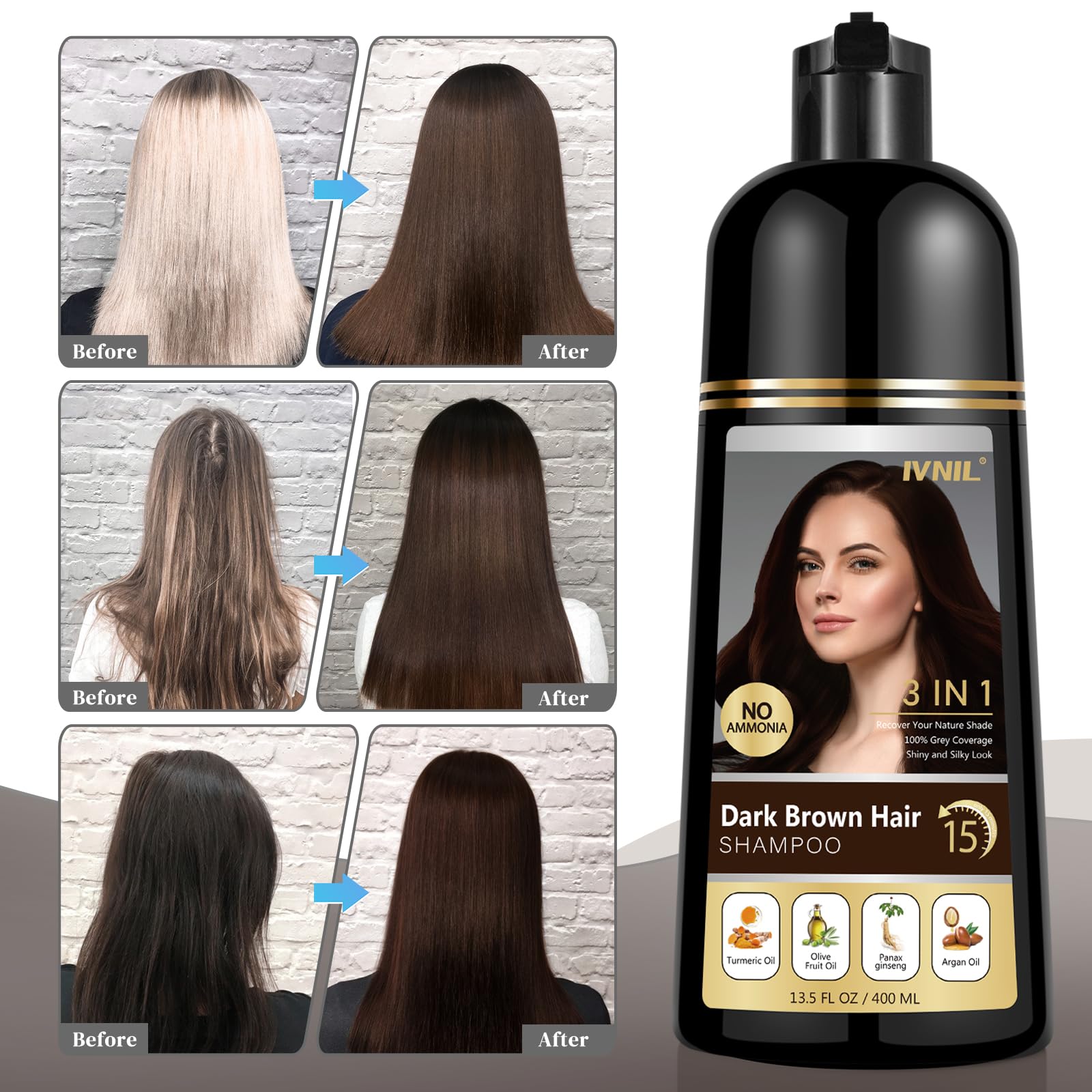 Ivnil Dark Brown shade blends smoothly for natural-looking color