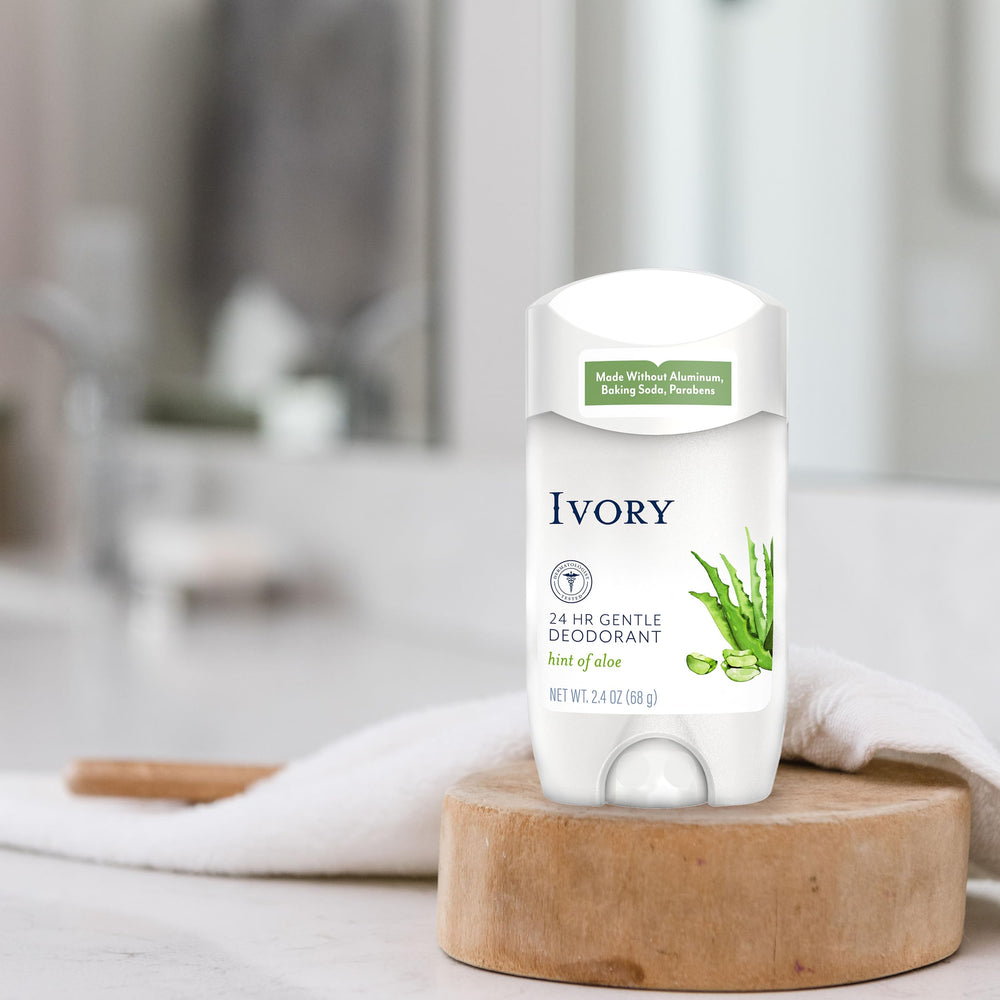 Ivory deodorant application shot shows easy glide and coverage.