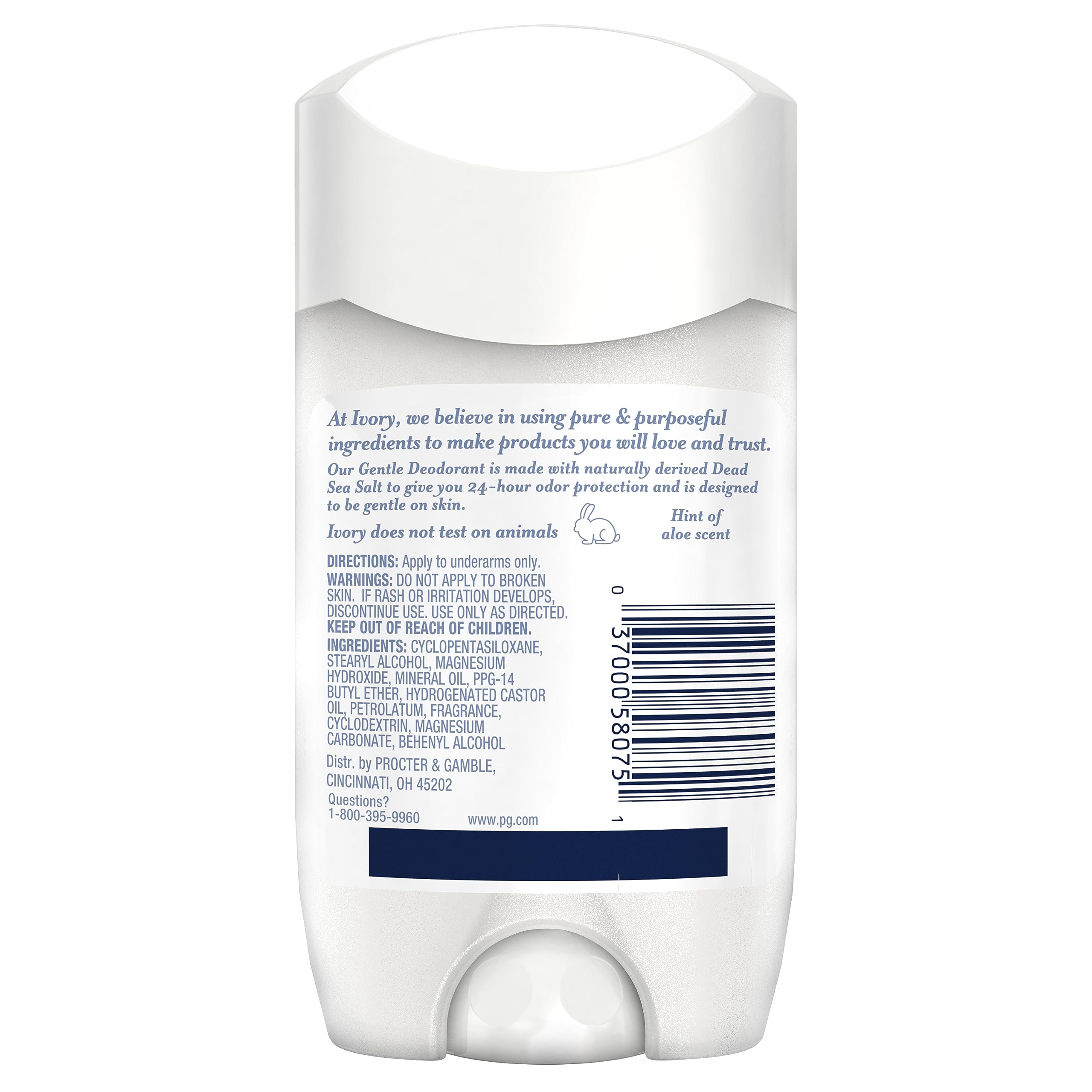 Ivory baking soda-free variant communicates skin-friendly deodorant option.