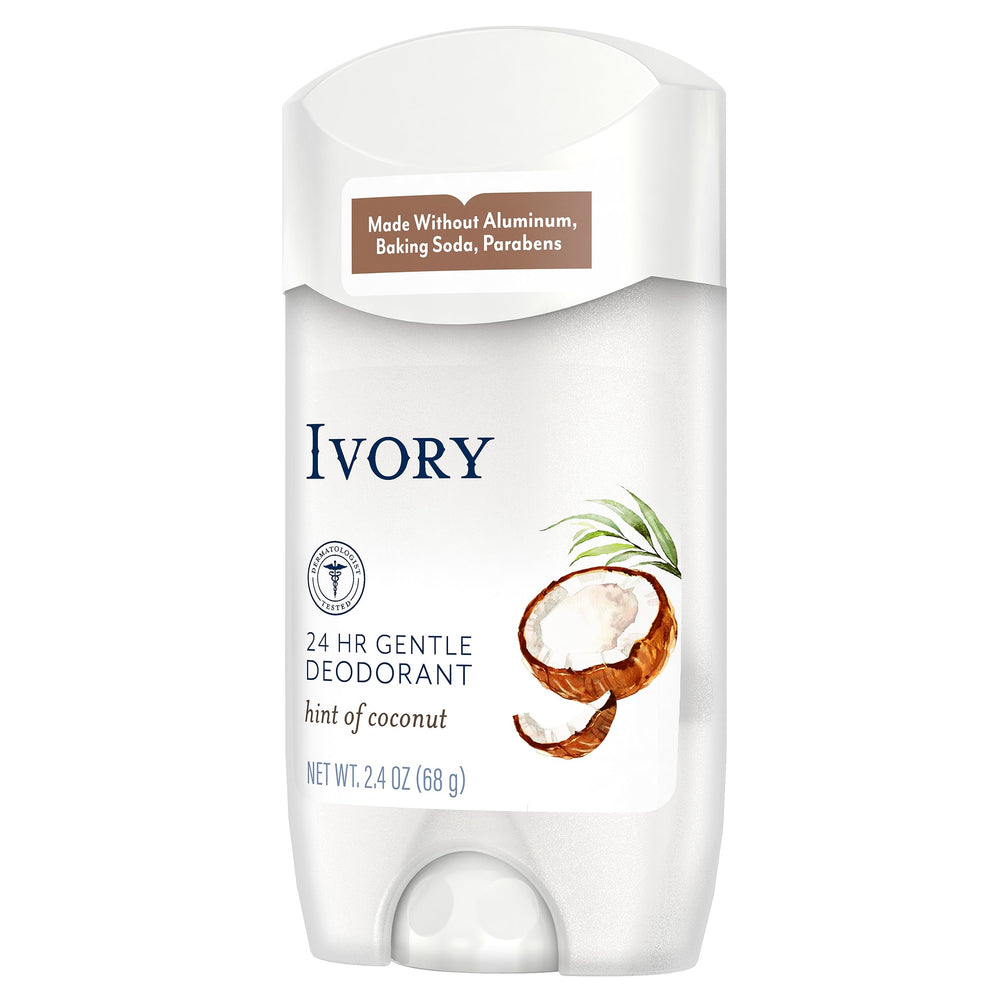Ivory deodorant hint of aloe packaging shot conveys value of a 6-pack