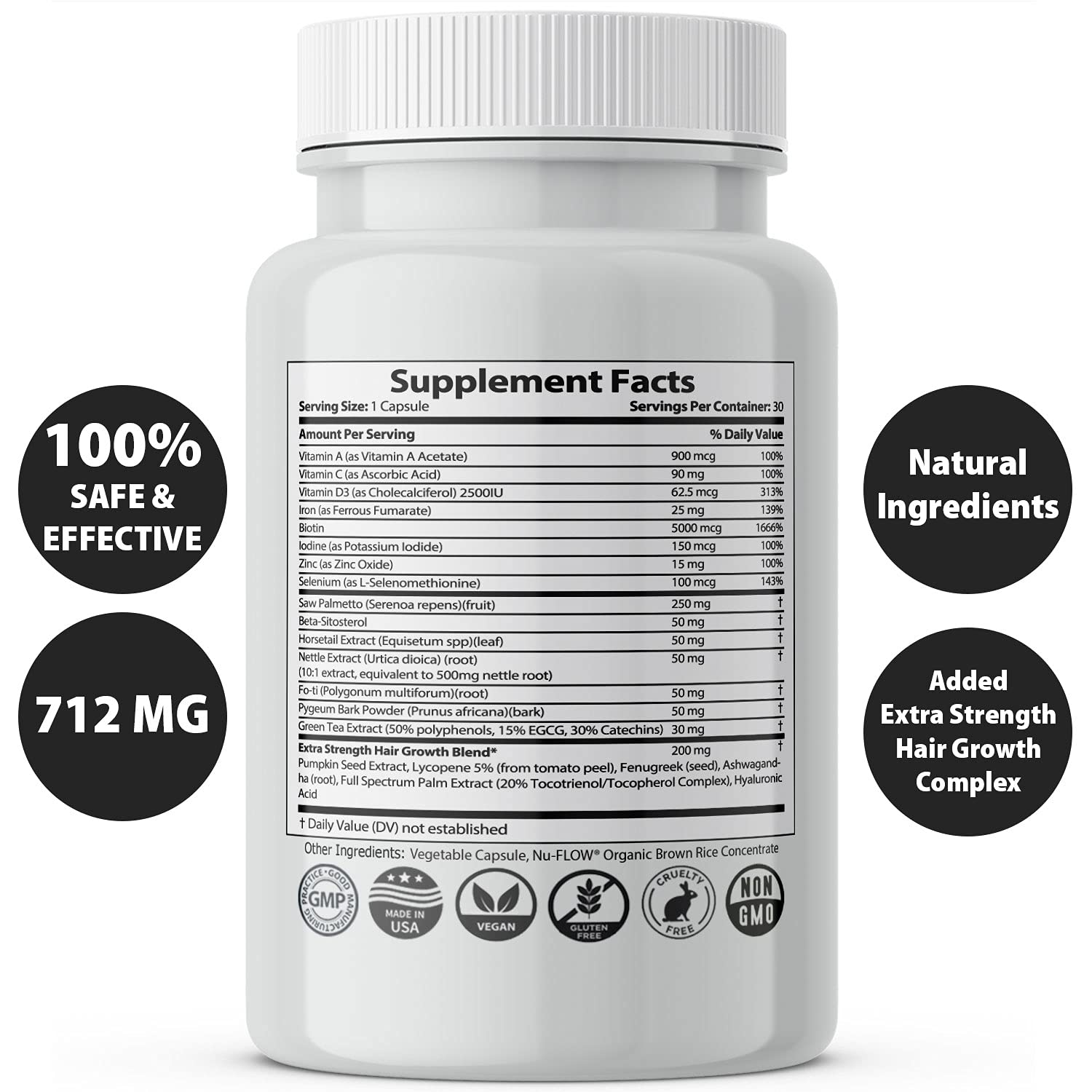 Finanutride bottle side with capsules designed for daily use