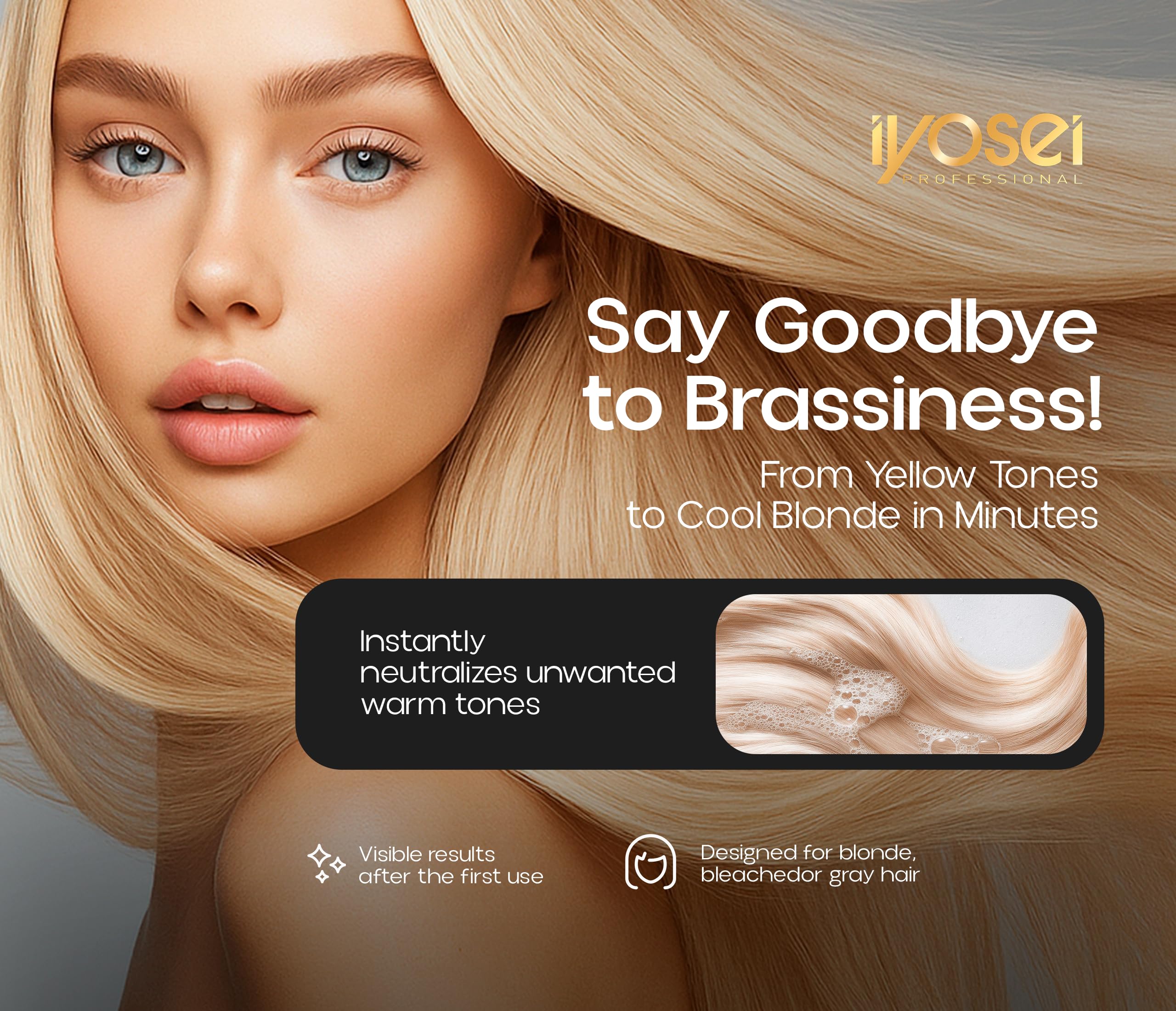 IYOSEI Blond Art Violet Shampoo tube with creamy color-care formula.