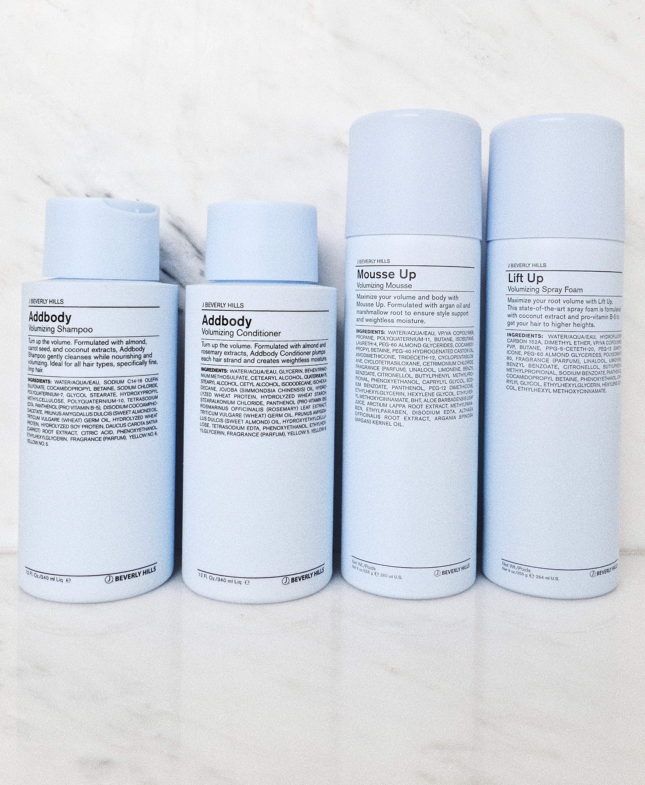 J Beverly Hills Blue Addbody bottle label highlights Vitamin E