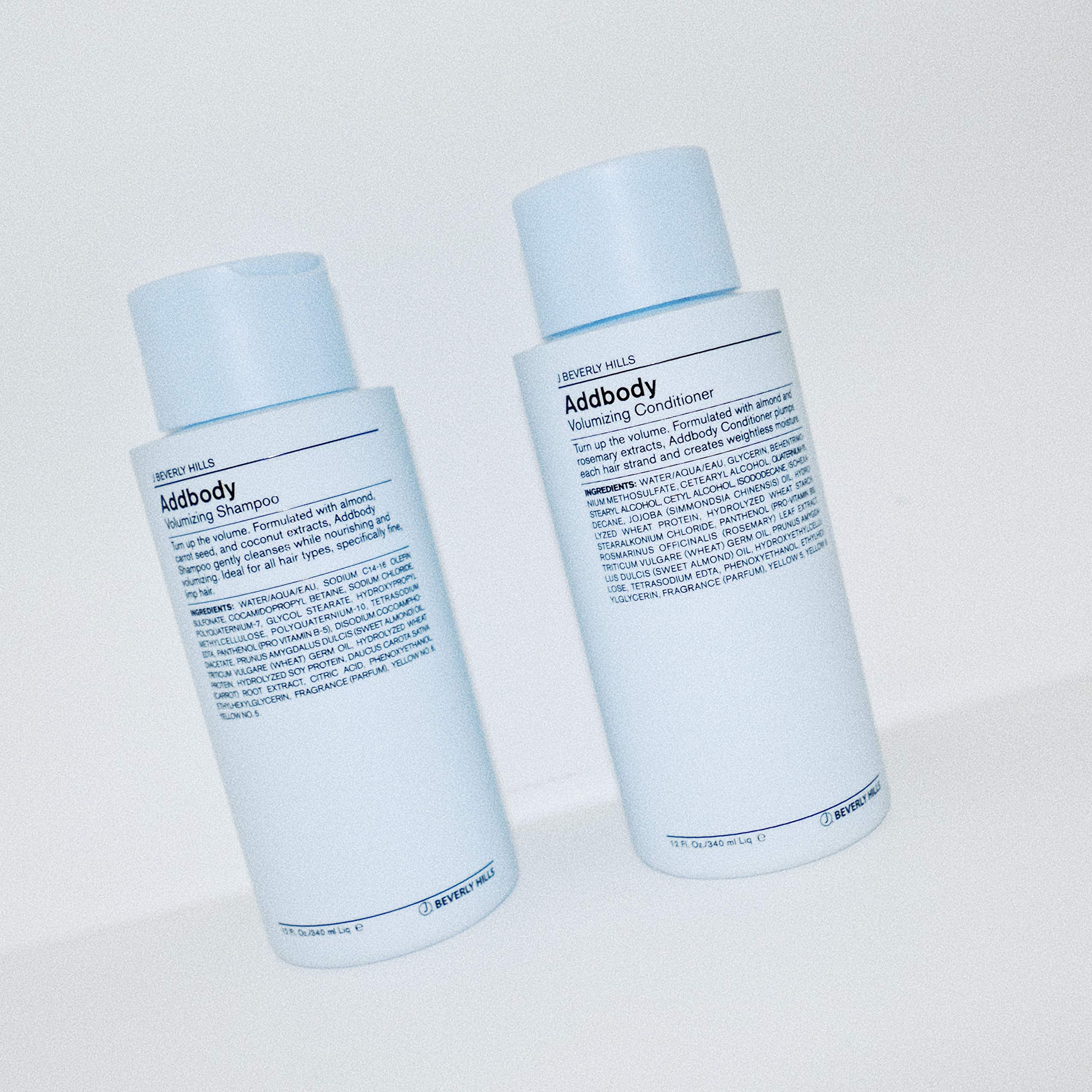 J Beverly Hills Blue Addbody shampoo lather shown in hand for rich cleansing