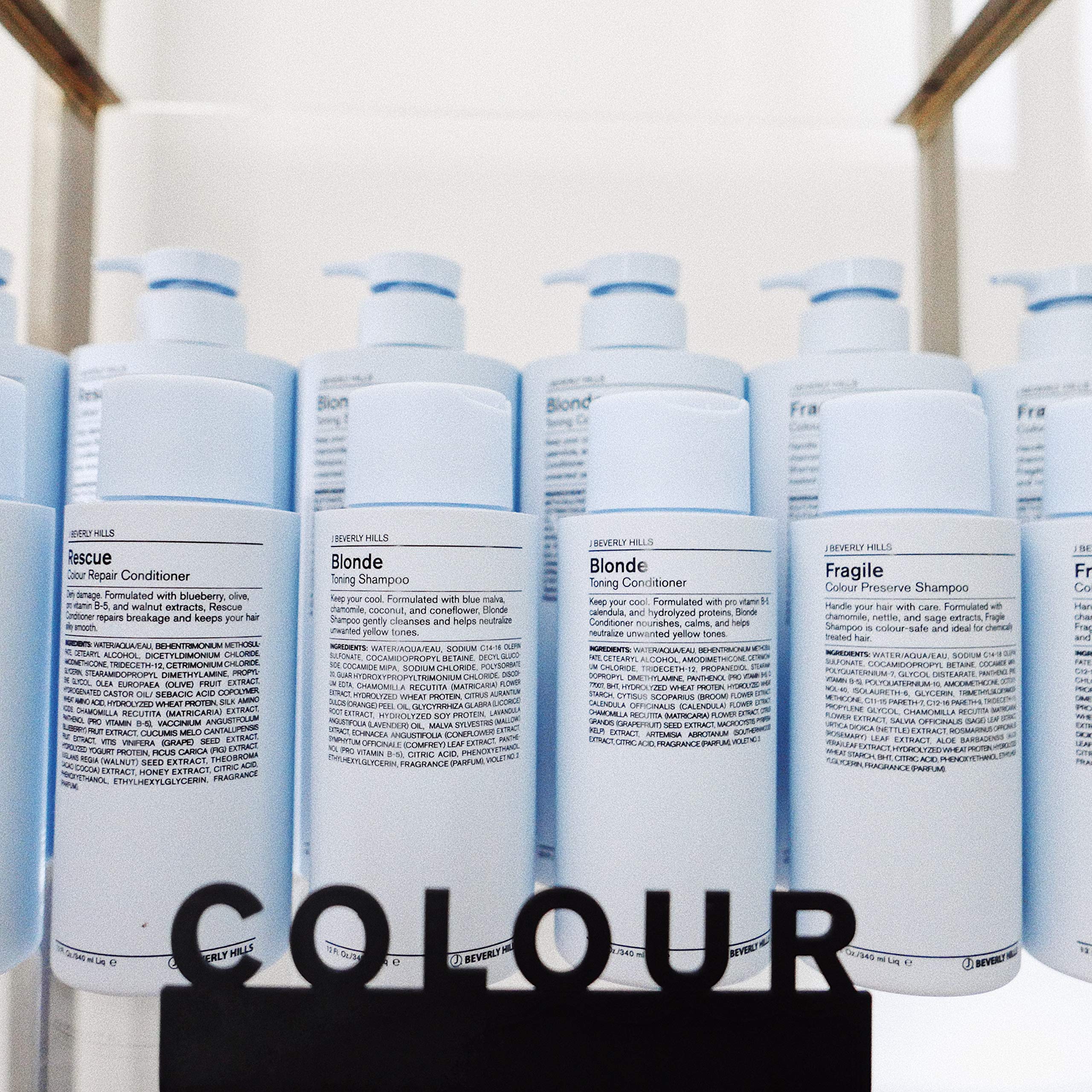 Color swatches showcasing color-preserve effect with Blue Fragile Shampoo.
