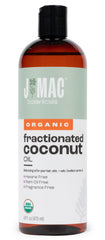 J MAC BOTANICALS organic fractionated coconut oil bottle for versatile skin and hair hydration