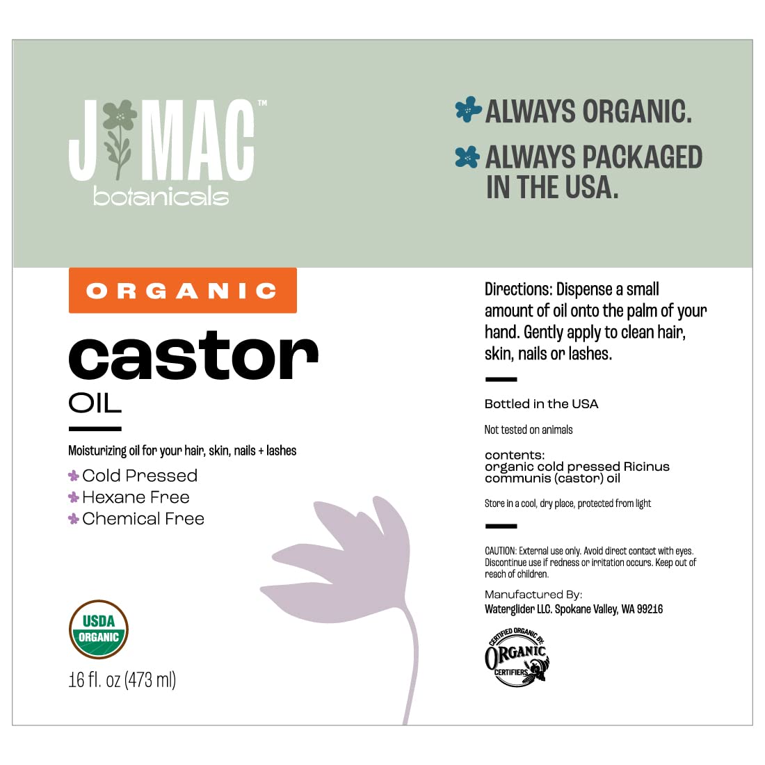 J Mac Botanicals box emphasizes hexane-free, cold-pressed processing